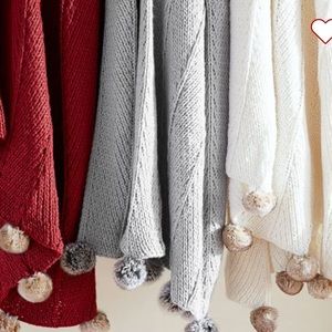 Potterbarn faux fur Pom Pom throw
